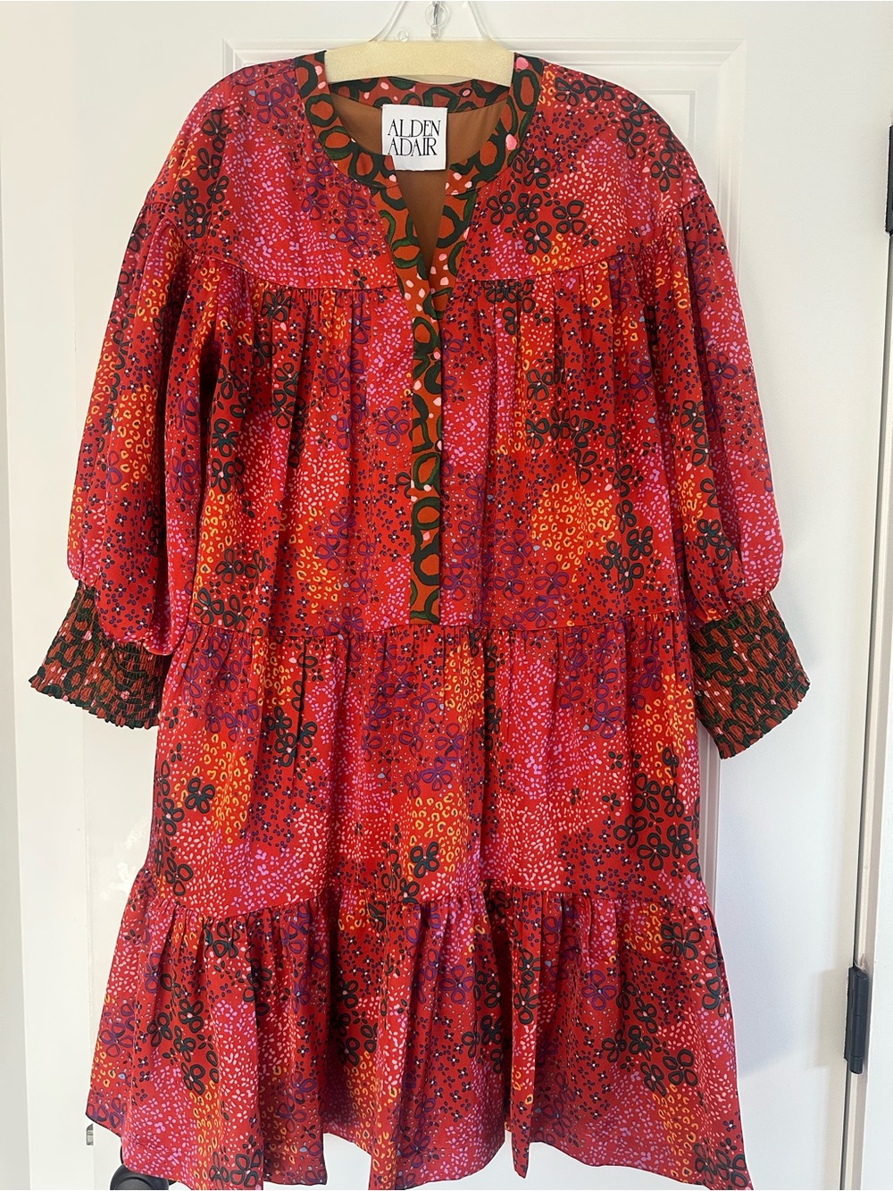 Alden Adair Red Floral Tiered Mini Dress